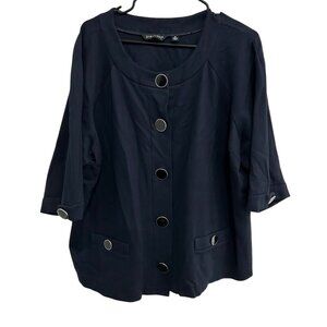Womens Dialogue Navy 2X Jacket With Button Details & Pockets